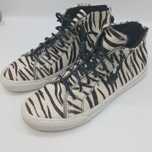 Sperry X Rebecca Minkoff High-top Zebra Print Calf Hair Sneakers Shoes Size 9